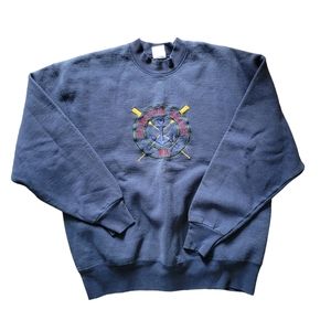 Vintage heavy fruit of the loom embroidered crew neck sweater